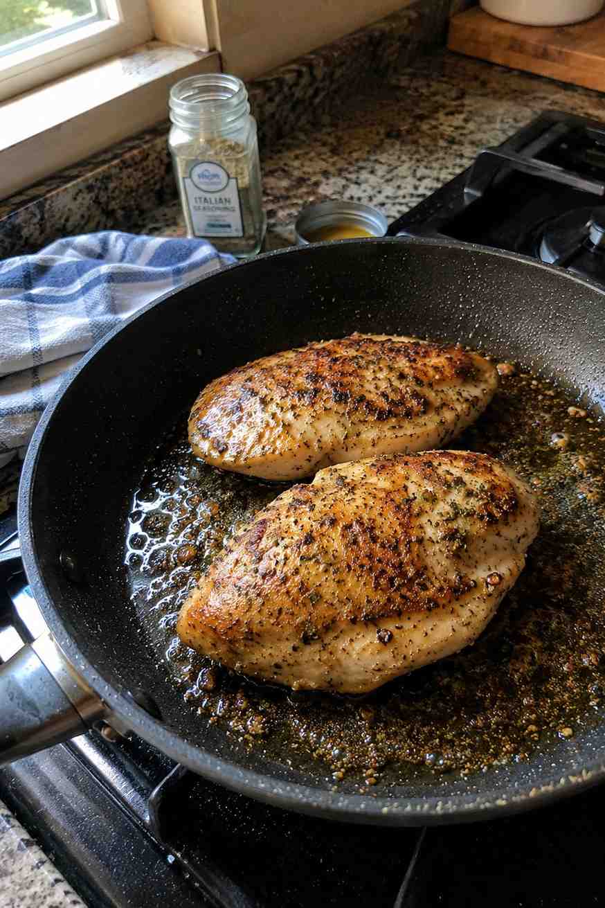 Cooking chicken for garlic parmesan pasta