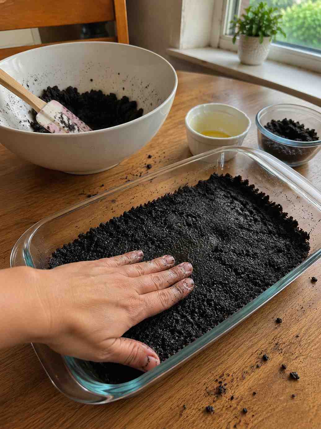 Preparing Oreo cookie base