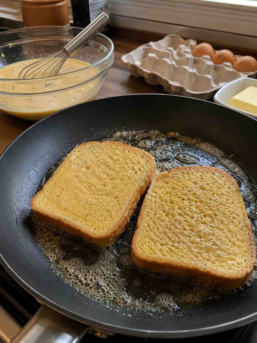 French Toast cooking in skillet