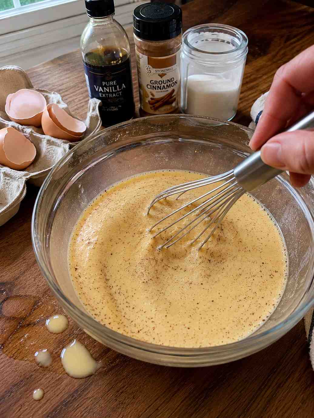 Preparing French Toast egg mixture