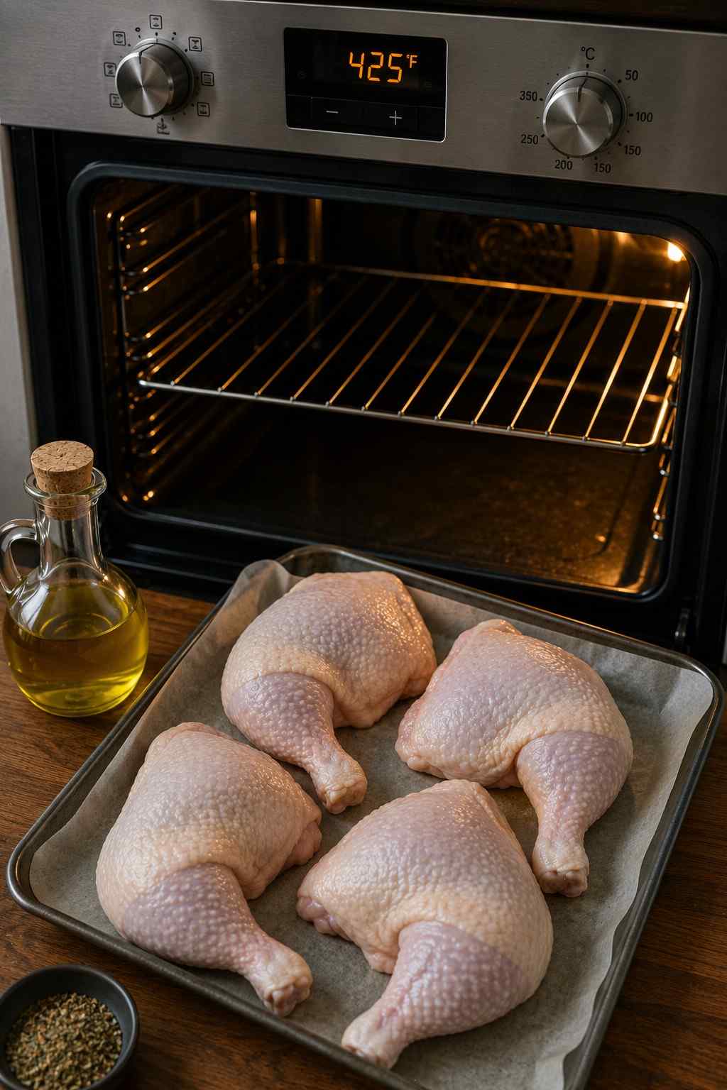 Preparing oven and baking tray