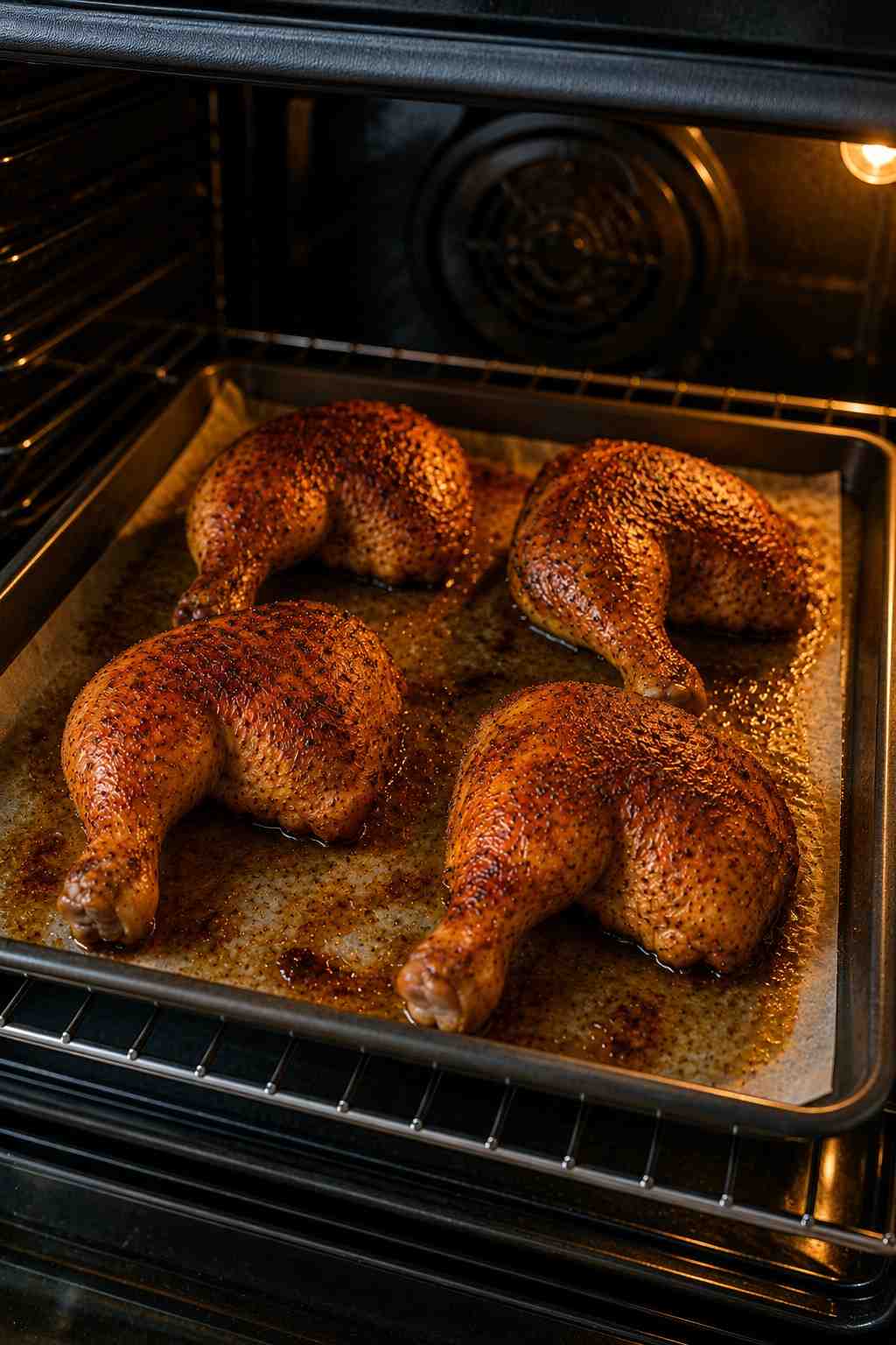 Chicken roasting inside the oven