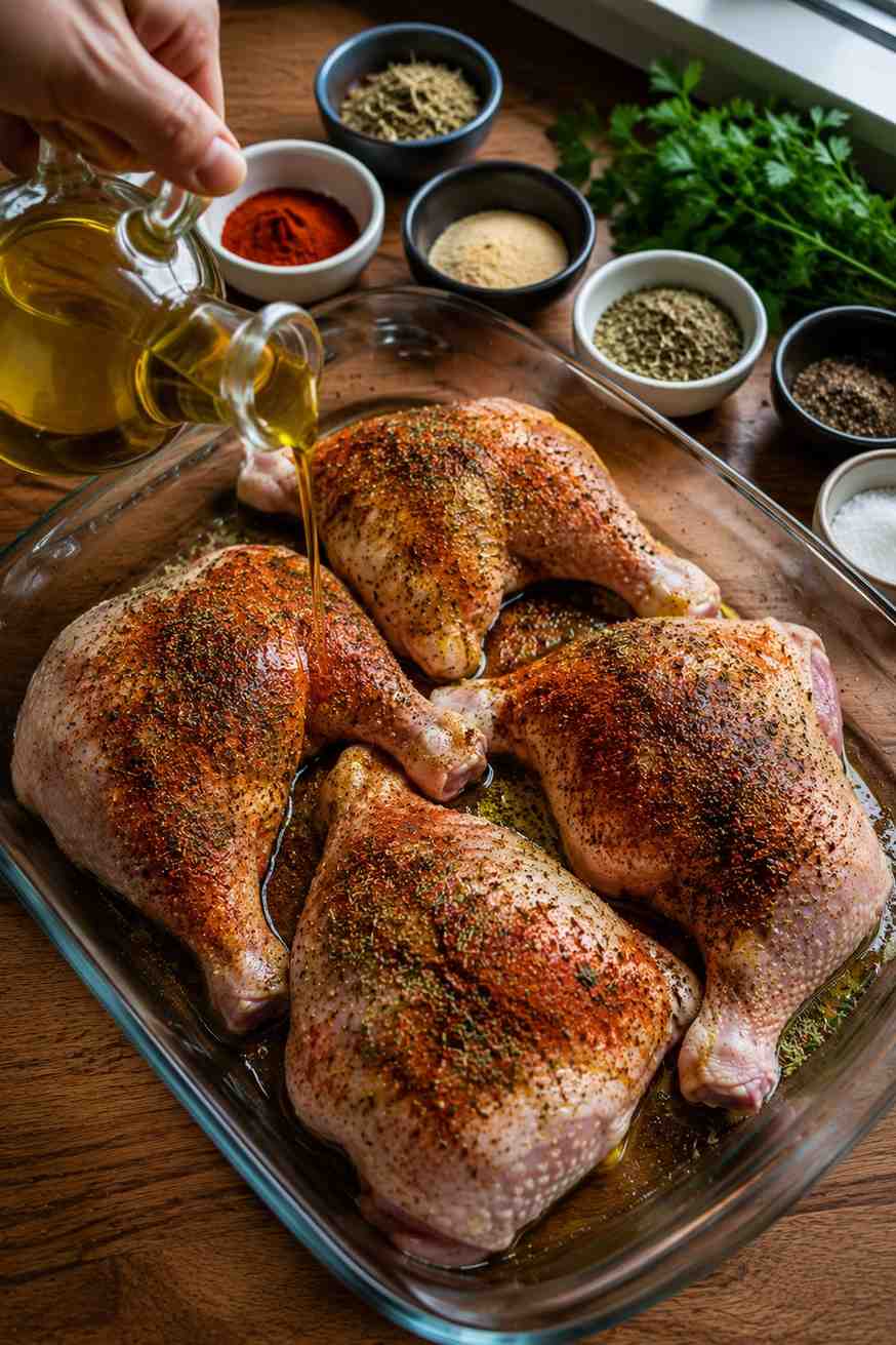 Ingredients for baked chicken leg quarters